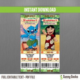 Lilo & Stitch Birthday Ticket Invitations